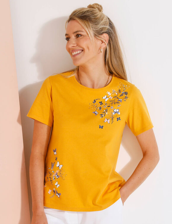 T-shirt manches courtes imprimé papillon (miel) T-shirt manches courtes imprimé papillon (miel)